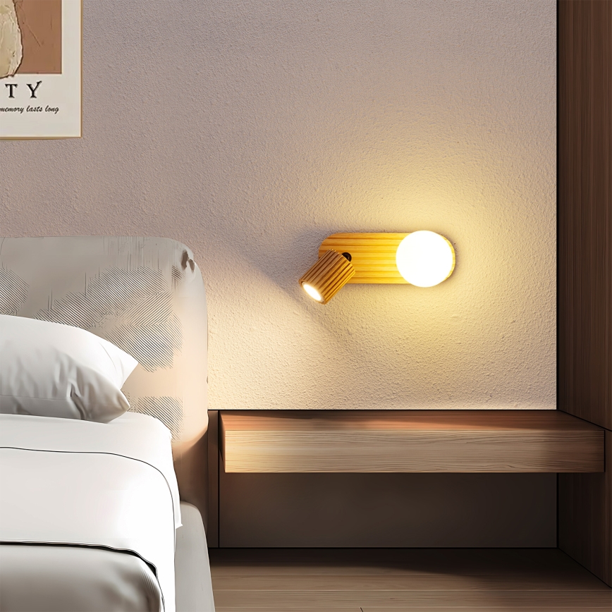 Brilagi - Applique da parete orientabile MODERN WOOD 1xG9/5W/230V + 1xGU10/8W in legno