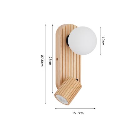 Brilagi - Applique da parete orientabile MODERN WOOD 1xG9/5W/230V + 1xGU10/8W in legno