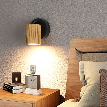 Brilagi - Faretto da parete MODERN WOOD 1xGU10/8W/230V in legno/nero