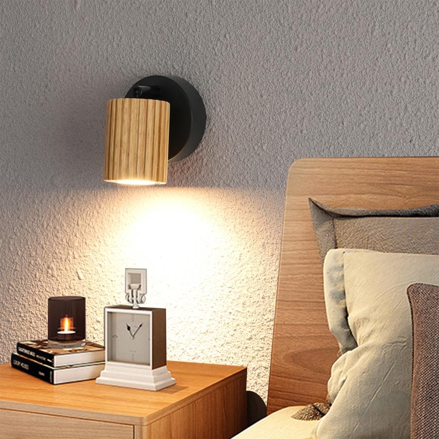 Brilagi - Faretto da parete MODERN WOOD 1xGU10/8W/230V in legno/nero