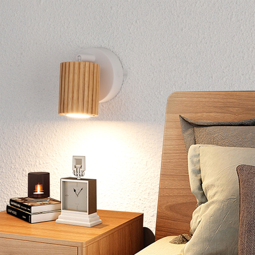 Brilagi - Faretto da parete MODERN WOOD 1xGU10/8W/230V legno/bianco