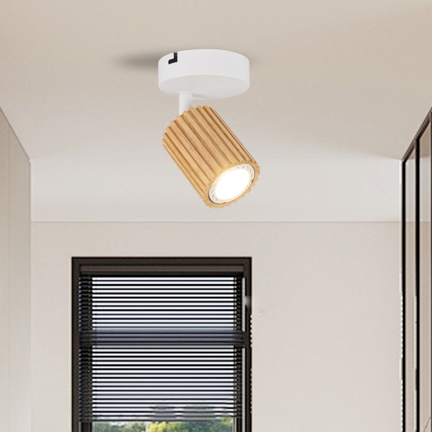 Brilagi - Faretto da parete MODERN WOOD 1xGU10/8W/230V legno/bianco