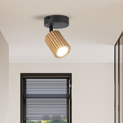 Brilagi - Faretto da parete MODERN WOOD 1xGU10/8W/230V legno di caucciù/nero