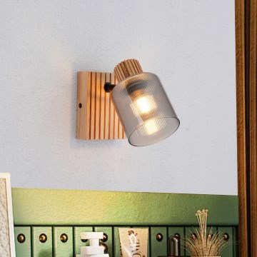 Brilagi - Faretto da parete orientabile HYGGE 1xE14/15W/230V legno/fumé