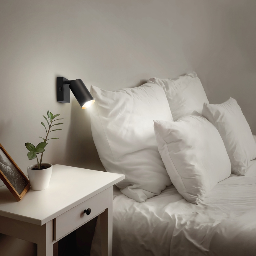 Brilagi - Lampada a faretto da parete con interruttore SELE 1xGU10/30W/230V nero/oro