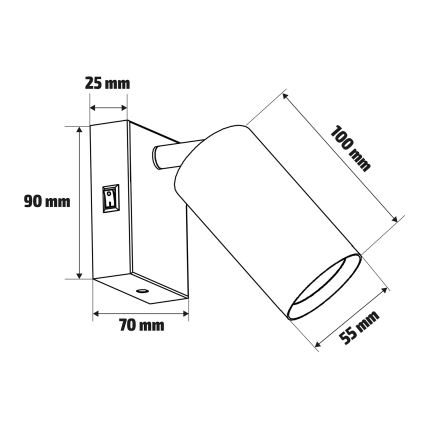 Brilagi - Lampada a faretto da parete con interruttore SELE 1xGU10/30W/230V nero/oro