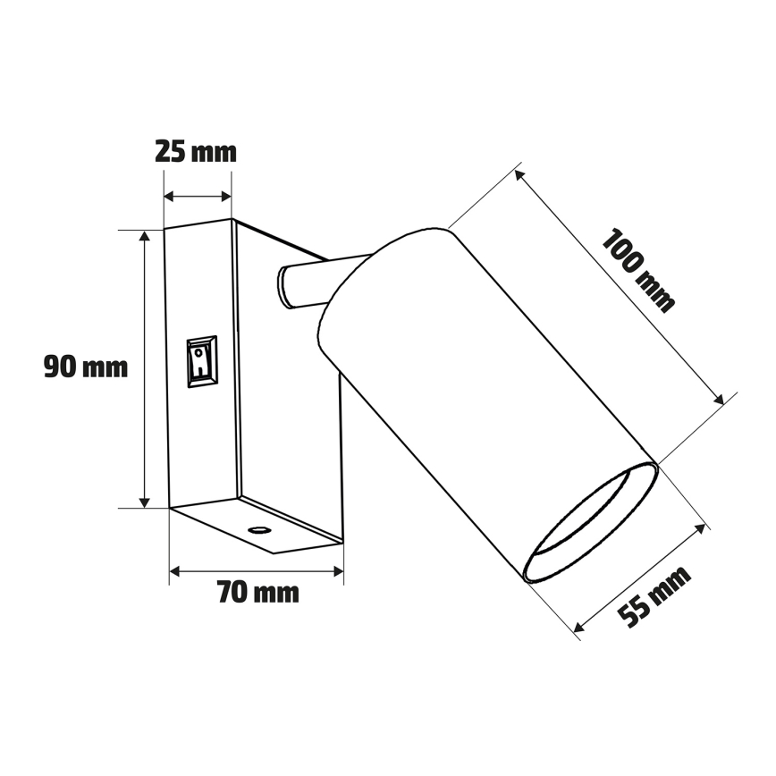 Brilagi - Lampada a faretto da parete con interruttore SELE 1xGU10/30W/230V nero/oro