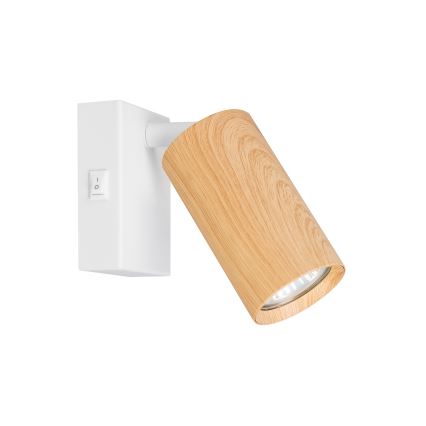 Brilagi - Lampada da parete orientabile con interruttore SELE 1xGU10/30W/230V bianco/decor rovere