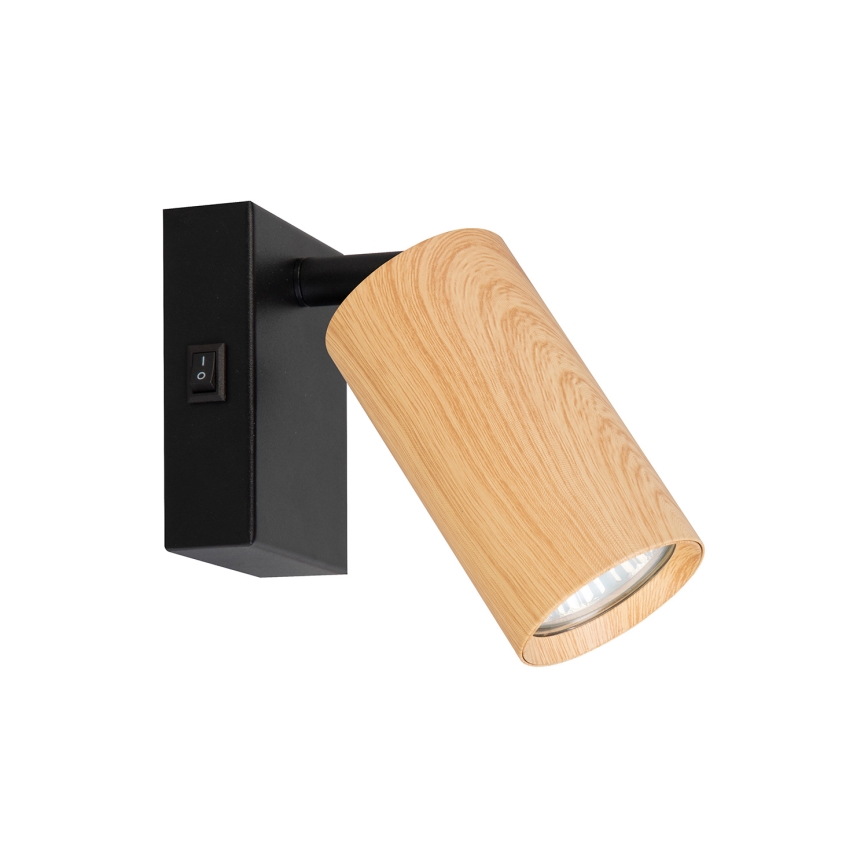 Brilagi - Faretto da parete con interruttore SELE 1xGU10/30W/230V nero/effetto rovere