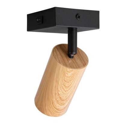 Brilagi - Faretto da parete con interruttore SELE 1xGU10/30W/230V nero/effetto rovere