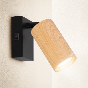 Brilagi - Faretto da parete SELE 1xGU10/30W/230V nero/decorazioni in rovere