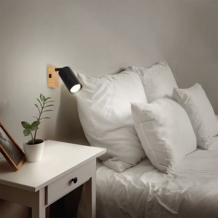 Brilagi - Faretto da parete SELE 1xGU10/30W/230V nero/finitura rovere