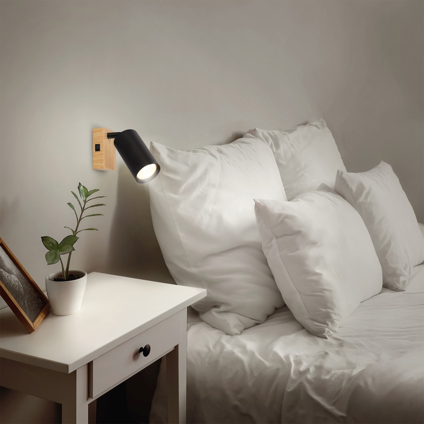 Brilagi - Faretto da parete SELE 1xGU10/30W/230V nero/finitura rovere