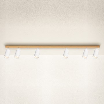 Brilagi - Faretto da soffitto SELE 6xGU10/30W/230V bianco/decor rovere