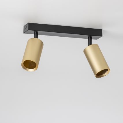 Brilagi - Faretto LED RGBW dimmerabile SELE GOLDEN 2xGU10/4,8W/230V 3000K nero/oro + telecomando