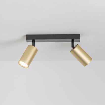 Brilagi - Faretto LED RGBW dimmerabile SELE GOLDEN 2xGU10/4,8W/230V 3000K nero/oro + telecomando