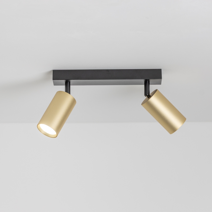 Brilagi - Faretto LED RGBW dimmerabile SELE GOLDEN 2xGU10/4,8W/230V 3000K nero/oro + telecomando