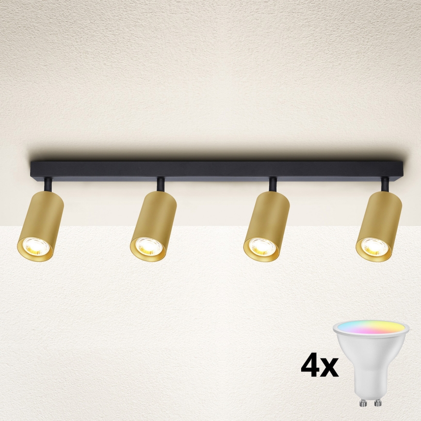 Brilagi - Faretto dimmerabile a LED RGBW SELE GOLDEN 4xGU10/6,5W/230V 2700-6500K nero/oro