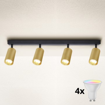 Brilagi - Faretto dimmerabile a LED RGBW SELE GOLDEN 4xGU10/6W/230V 3000K nero/oro
