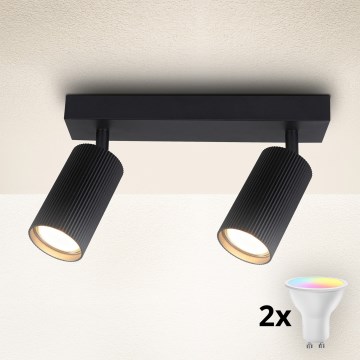 Brilagi - Faretto dimmerabile LED RGBW SELE MODERN 2xGU10/4,8W/230V 3000K nero + telecomando