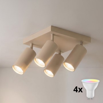 Brilagi - Faretto dimmerabile LED RGBW SELE SQUARE 4xGU10/6,5W/230V 2700-6500K beige