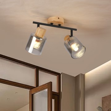 Brilagi - Faretto HYGGE 2xE14/15W/230V legno/fumé