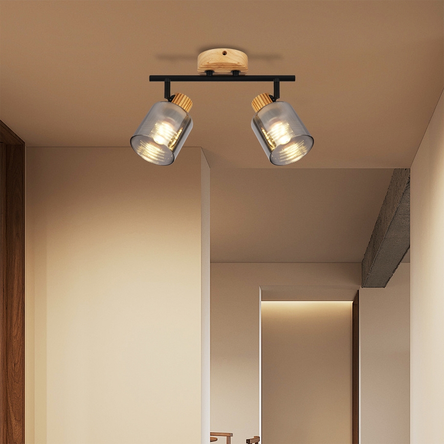 Brilagi - Faretto HYGGE 2xE14/15W/230V legno/fumé