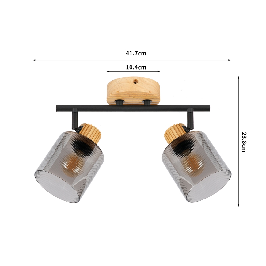Brilagi - Faretto HYGGE 2xE14/15W/230V legno/fumé
