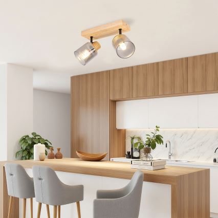 Brilagi - Faretto HYGGE 2xE14/15W/230V legno/fumé