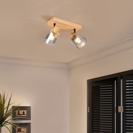 Brilagi - Faretto HYGGE 2xE14/15W/230V legno/fumé