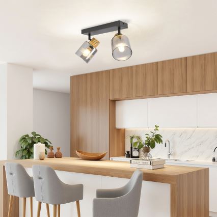 Brilagi - Faretto HYGGE 2xE14/15W/230V nero/fumé