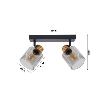 Brilagi - Faretto HYGGE 2xE14/15W/230V nero/fumé