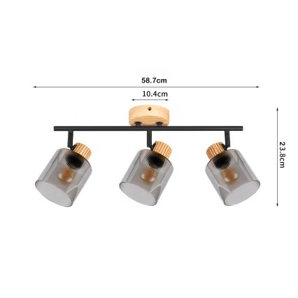 Brilagi - Faretto HYGGE 3xE14/15W/230V legno di caucciù/fumé