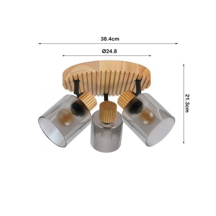 Brilagi - Faretto HYGGE 3xE14/15W/230V legno di gomma/fumé