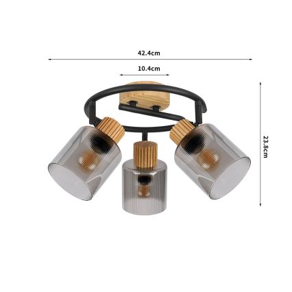 Brilagi - Faretto HYGGE 3xE14/15W/230V legno di Hevea/fumé
