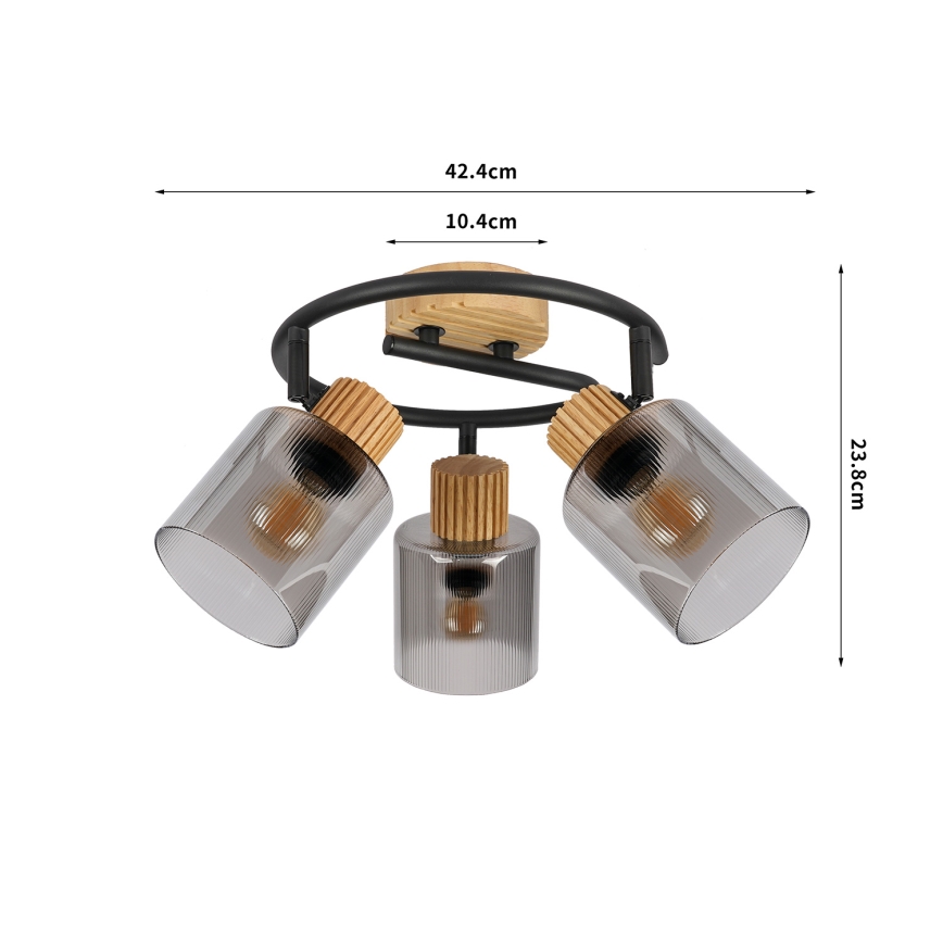 Brilagi - Faretto HYGGE 3xE14/15W/230V legno di Hevea/fumé