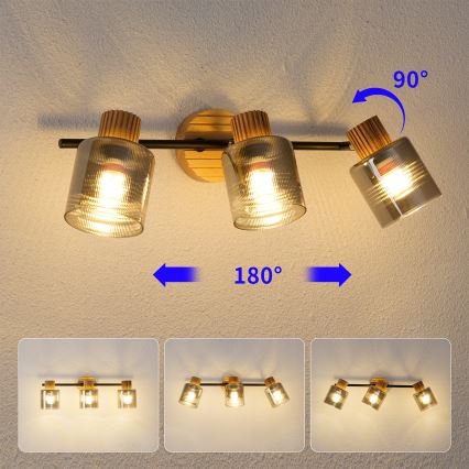 Brilagi - Faretto HYGGE 3xE14/15W/230V legno/fumé