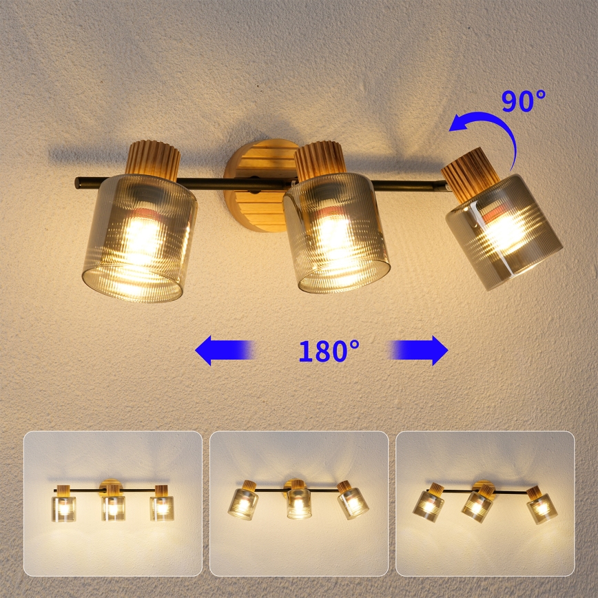 Brilagi - Faretto HYGGE 3xE14/15W/230V legno/fumé