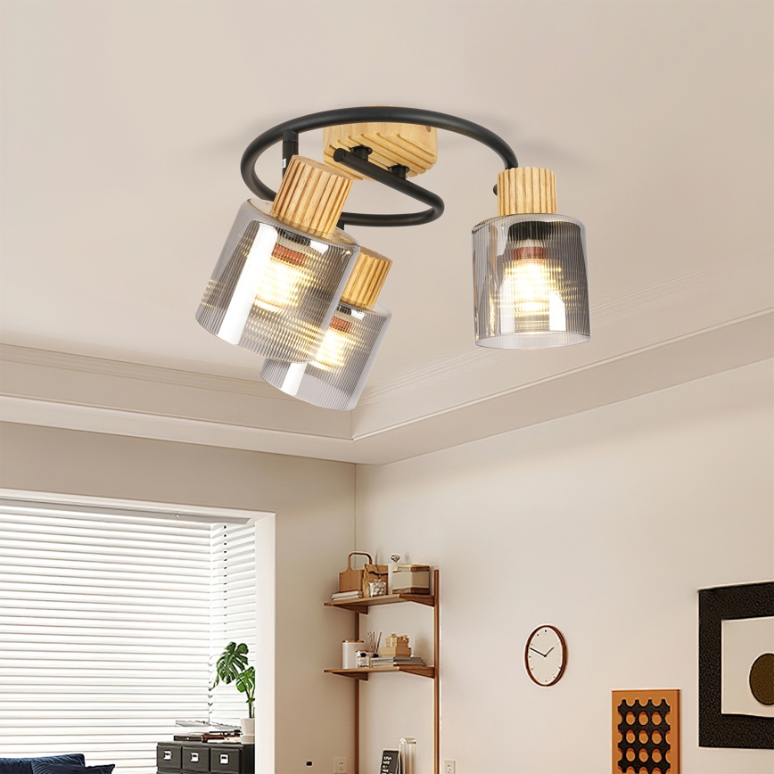 Brilagi - Faretto HYGGE 3xE14/15W/230V legno/fumé