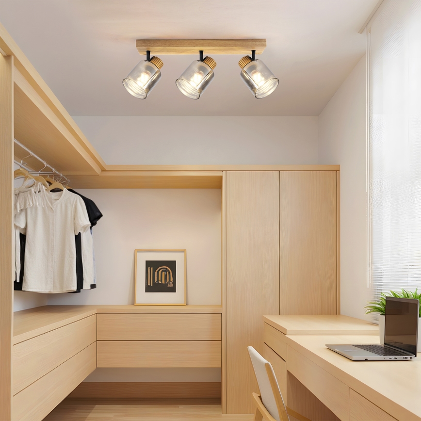 Brilagi - Faretto HYGGE 3xE14/15W/230V legno/fumé