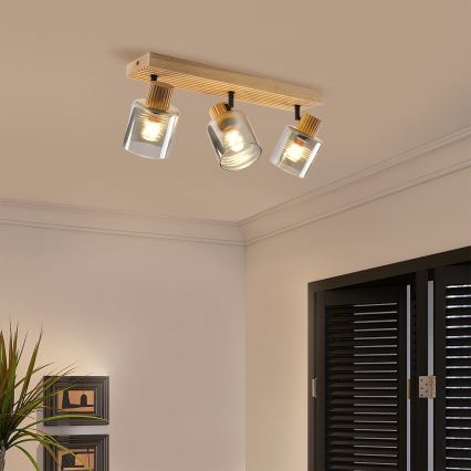 Brilagi - Faretto HYGGE 3xE14/15W/230V legno/fumé