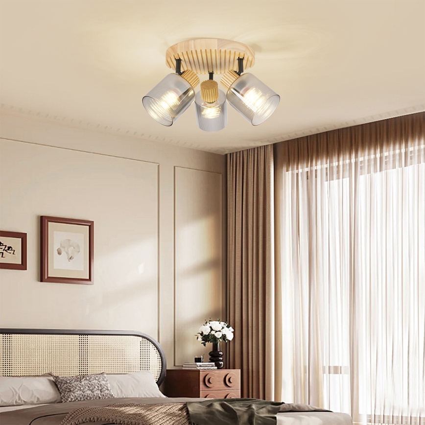 Brilagi - Faretto HYGGE 3xE14/15W/230V legno/fumé