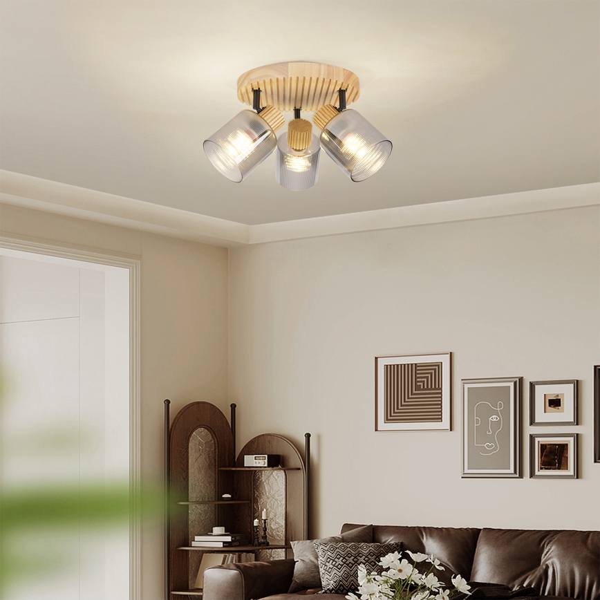 Brilagi - Faretto HYGGE 3xE14/15W/230V legno/fumé