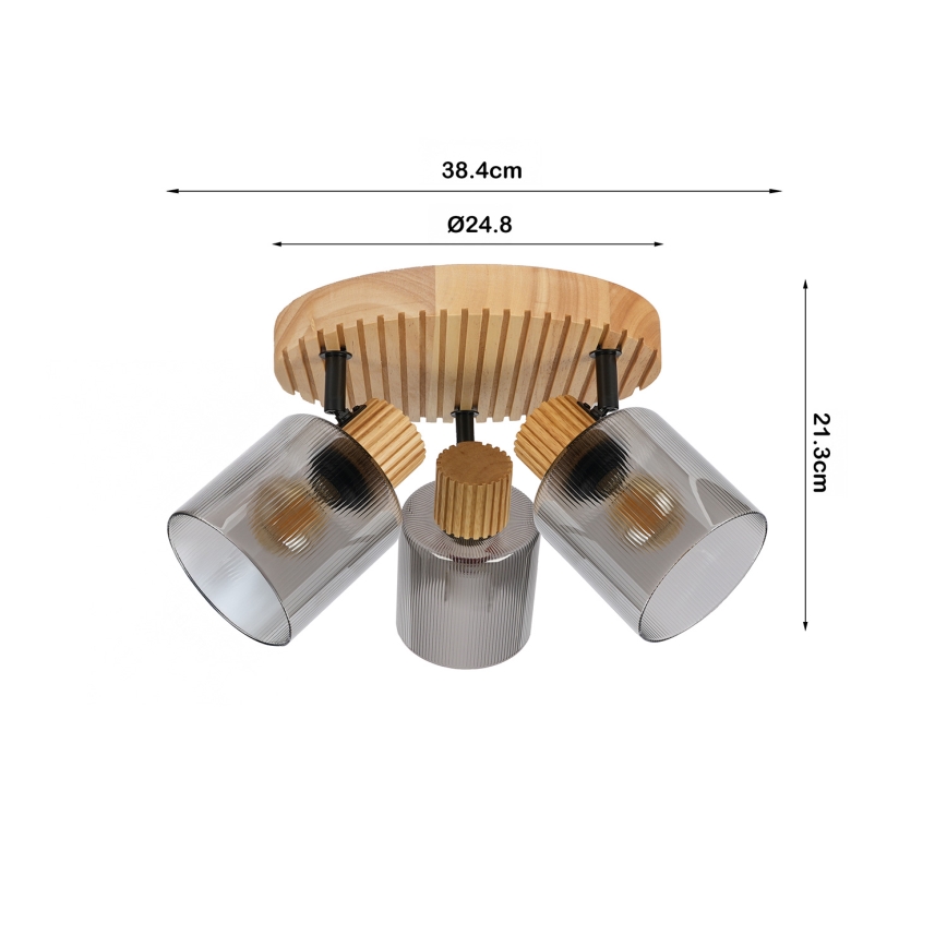 Brilagi - Faretto HYGGE 3xE14/15W/230V legno/fumé