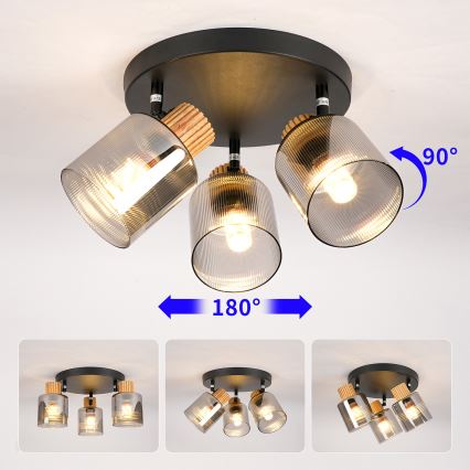 Brilagi - Faretto HYGGE 3xE14/15W/230V nero/fumé