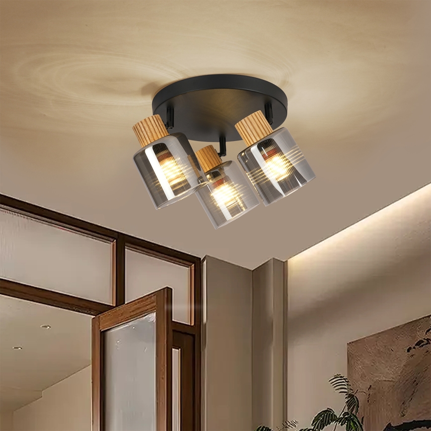 Brilagi - Faretto HYGGE 3xE14/15W/230V nero/fumé