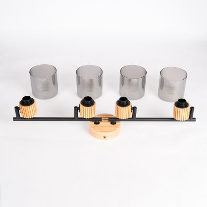 Brilagi - Faretto HYGGE 4xE14/15W/230V legno di caucciù/fumé