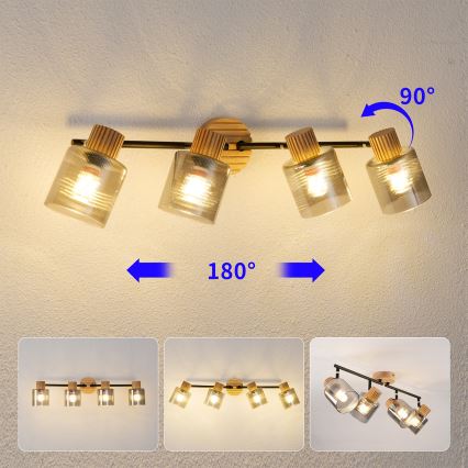 Brilagi - Faretto HYGGE 4xE14/15W/230V legno/fumé