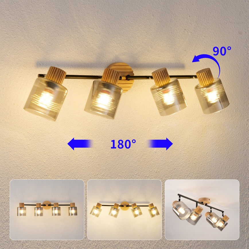 Brilagi - Faretto HYGGE 4xE14/15W/230V legno/fumé
