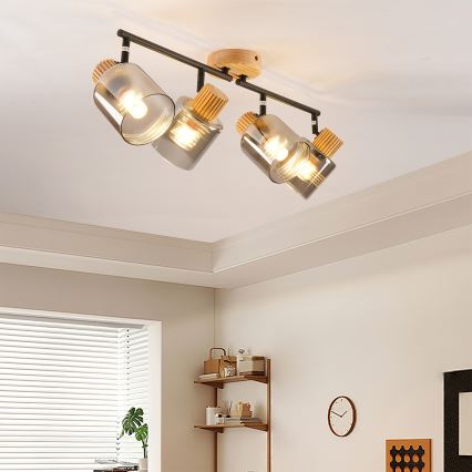 Brilagi - Faretto HYGGE 4xE14/15W/230V legno/fumé